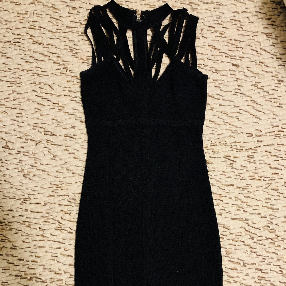 Bebe Form Fitting Black Dress